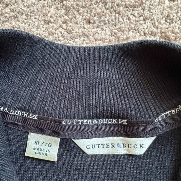 Cutter & Buck Sweater Mens XL 1/4 Zip Mock Neck Black Porters Neck Pullover - Picture 3 of 12